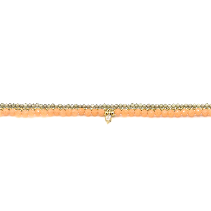 Photo du produit  Collier Multi Perles Fluorescentes - Acier Doré Or Nude