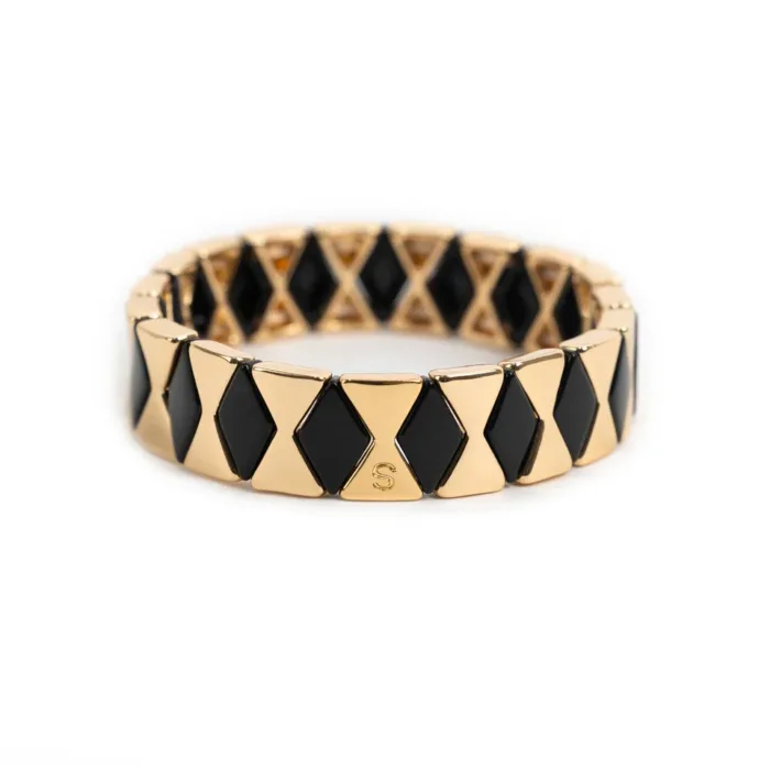 Bracelet Colorama 2 Noir & Gold - Métal Emaillé Noir